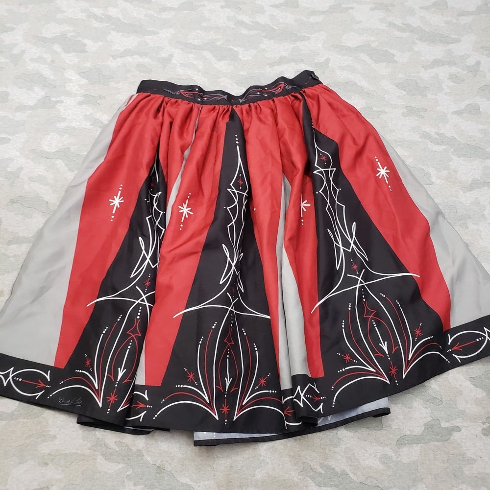 Hot Rod Kustom Pinup Red & Black A-Line Midi Skirt Pinstriped Bombshekl
